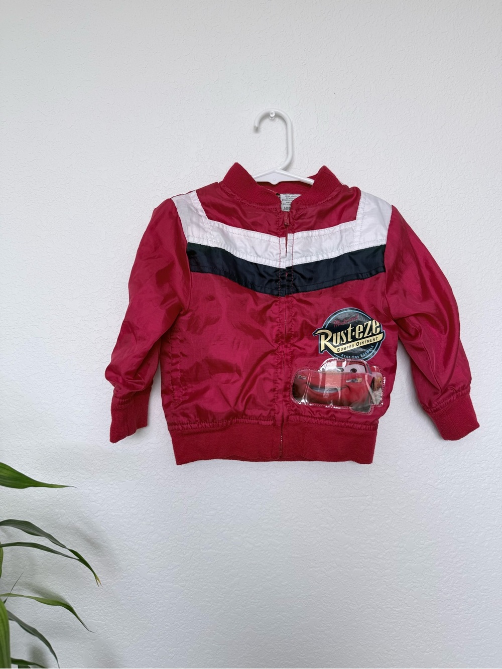 VINTAGE Disney Red and Black Kids' Lightning McQueen Bomber Jacket